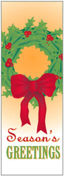 Season's Greetings Holiday Wreath and Bow Banner