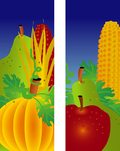 Fall Fruit Corn and Pumpkin Double Banner