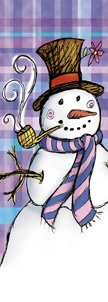 Plaid Snowman Winter Banner