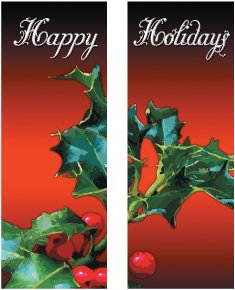Happy Holiday Holly Leaf Double Banner