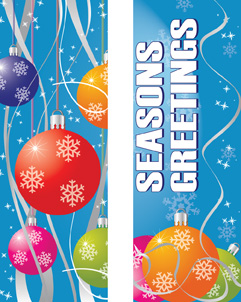 Seasons Greetings Colorful Ornaments Banner