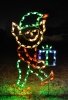 Large LED Light Silhouette Elf Holding Gift - Santas Workshop - outdoor LED lights