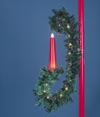 Pole Mount Scroll with Red Candle - Garland 6.5 Feet