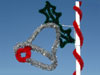 Pole Mount Silver Garland Bell with Holly, Pole Mount 6 Feet 