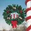 Pole Mount Garland Wreath with Three Red Candles, Pole Mount 3 Feet