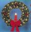 Pole Mount Deluxe Garland Wreath with 23" Red Candle, Pole Mount 5 Feet