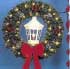 Pole Mount Deluxe Garland Wreath with White Deluxe Lantern, Pole Mount 5 Feet