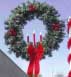 Pole Mount Deluxe Garland Wreath with Three Red Candles, Pole Mount 5 Feet