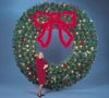 Building Front Deluxe Garland Wreath with 3' and 5' Lighted Garland Bow, 10 and 12 feet