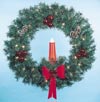 Building Front Garland Wreath with 23" Red Candle, 5 feet