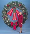 Building Front Deluxe Garland Wreath with Three 27" Lighted Bells, 8 feet