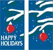Happy Holidays Double Tree Branches Banner w/ Ornaments