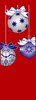 Blue and Silver Holiday Ornaments on Red Background Banner