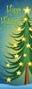 Happy Holidays Illustrated Tree with Glowing Stars Banner