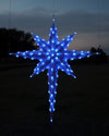 Hanging 3-D garland and lights Moravian Star, 6.8 feet, Blue