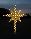 Hanging 3-D garland and LED lights Moravian Star, 6.8 feet, Warm White