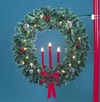 5' Garland Pole Mount Wreath w/Three Candles