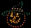 large 4 foot Silhouette Jack O Lantern Head with Witches Hat Halloween LED Light Display